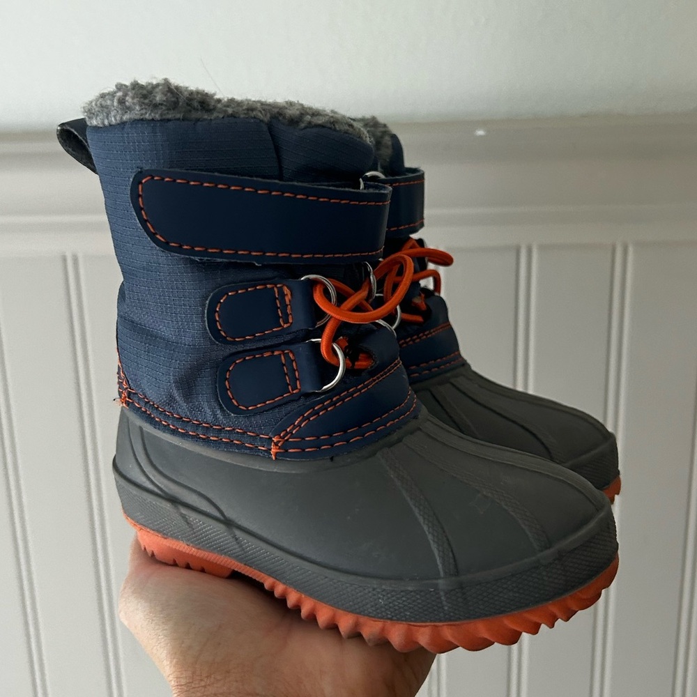 Target Kids' Size 5 Navy Orange Gray Snow Winter Boots